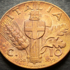 Moneda istorica 10 CENTESIMI - ITALIA FASCISTA, anul 1938 *cod 3471 A