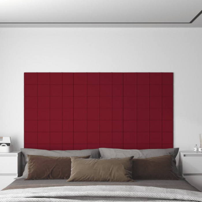 vidaXL Panouri de perete 12 buc. roșu vin 60x15 cm catifea 1,08 m&sup2;