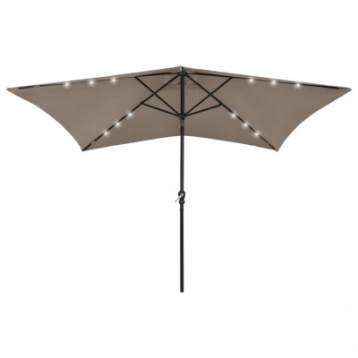vidaXL Umbrelă de soare cu st&amp;acirc;lp din oțel &amp;amp; LED-uri, taupe, 2x3 m 313789 foto