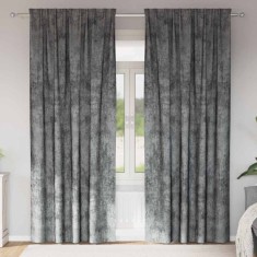 vidaXL Draperie cu perdele 2 pcs Gri 225 x 140 cm Catifea 4107690