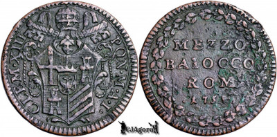 1758 I, &amp;frac12; Baiocco - Clement al XIII-lea - Statele Papale | KM 1183.2 foto