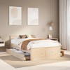 VidaXL Cadru pat fără saltea/cu tăblie, 135x190 cm, lemn masiv de pin 3308780