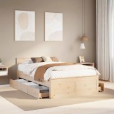 VidaXL Cadru pat fără saltea/cu tăblie, 135x190 cm, lemn masiv de pin