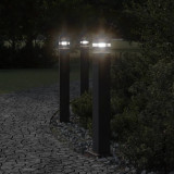 VidaXL Lampă exterioară de podea cu priză, negru, 80 cm, aluminiu
