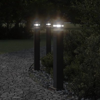 vidaXL Lampă exterioară de podea cu priză, negru, 80 cm, aluminiu foto