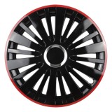 Capac roata auto Leoplast Falcon 16 inch negru cu inel rosu, pentru jante din otel, ABS rezistent, montaj rapid, 1 bucata