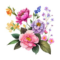 Sticker decorativ, Flori, Multicolor, 60 cm, 1216STK-3