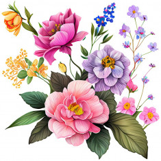 Sticker decorativ, Flori, Multicolor, 60 cm, 1216STK-3