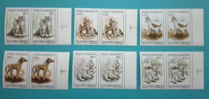 TIMBRE ROMANIA LP1367/1994 Pui de animale domestice Serie in pereche MNH