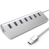 Splitter USB 3.0, 7 Porturi, Argintiu - Hub USB Extensie Laptop