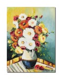 Cumpara ieftin Tablou cu flori pictat manual - Carafa cu flori - 40x30cm ulei pe panza