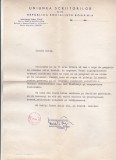 bnk div Felicitare Uniunea Scriitorilor din RSR - semnata Laurentiu Fulga