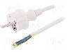 Cablu alimentare AC, 2m, 3 fire, culoare alb, cabluri, CEE 7/7 (E/F) mufa, SCHUKO mufa, PLASTROL - W-98381