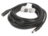 Cablu DC Goobay 5,5x2,5 mm, soclu drept negru, 5m