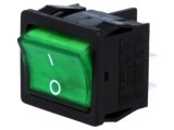 Rocker DPST 2 ON-OFF 6A/250VAC Verde cu Neon 250V