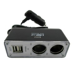 Adaptor priza auto, Carmax, 5949042303111, 2 porturi bricheta, 12 V / 24 V, 2 porturi USB, indicator LED