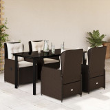 Set mobilier de gradina, 5 piese, cu perne, maro, poliratan GartenMobel Dekor, vidaXL