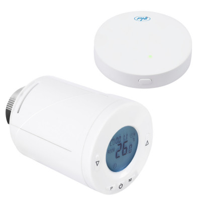 Kit Wifi cap termostatic inteligent PNI CT25T pentru calorifer + Hub PNI CT25WIFI cu control prin Internet PNI-CT25-KIT foto