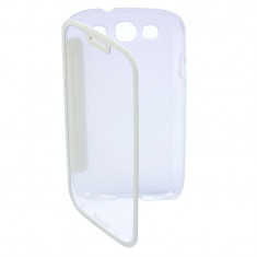 Husa SAMSUNG Galaxy S3 - Flip Cover Clear (Transparent&amp;amp;Alb) foto