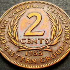 Moneda istorica & exotica 2 CENTI - CARAIBE de EST, anul 1955 *cod 245 A