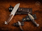 Set artizanal unicat de 3 cuțite survival/bushcraft/utility knives hand-forged &icirc;n Brazilia din oțel Bohler și lemn natural Tapicuru
