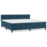 Cumpara ieftin Pat box spring cu saltea, albastru inchis, 200x200 cm, catifea