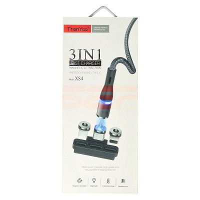 Cablu date Magnetic 3 in 1 USB - Lightning, Type-C, micro-USB 18W TRANYOO T-XS4 foto