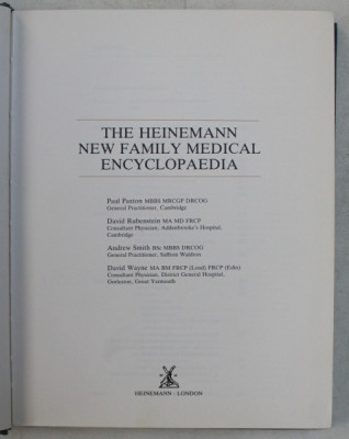 THE HEINEMANN NEW FAMILY MEDICAL ENCYCLOPAEDIA by PAUL PAXTON , DAVID RUBENSTEIN , ANDREW SMITH , DAVID WAYNE , 1983 foto