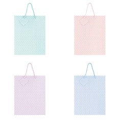 Sacosa Pastel cu buline, din hartie cu maner din snur, 26 x 32.5 x 12.7 cm (20