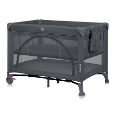 Patut pliant Lionelo Laura gri 102 x 74 cm, doua nivele, Functie de tarc, cu salteluta si geanta de transport, 0 luni- 15 kg