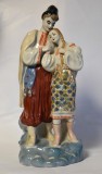 Statueta din portelan Polonne ZHK Ucraina URSS - Cuplu / pereche in port popular - cca.1960