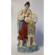 Statueta din portelan Polonne ZHK Ucraina URSS - Cuplu / pereche in port popular - cca.1960