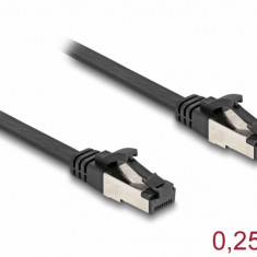 Cablu de retea RJ45 FTP Cat.8.1 flat/flexibil 0.25m Negru, Delock 80177
