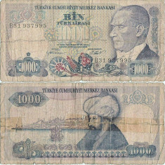 1986 , 1,000 turkish lira ( P-196a.1 ) - Turcia