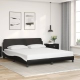 vidaXL Cadru de pat Dover negru și alb 180x200cm piele artificială 373243