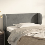 Cumpara ieftin Tăblie de pat cu aripioare gri deschis 93x23x78/88 cm catifea