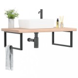 vidaXL Raft pentru lavoar montat pe perete, oțel și lemn masiv stejar 3302473