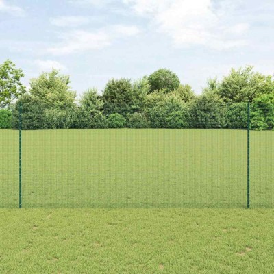 vidaXL &amp;Icirc;ngrădire cu st&amp;acirc;lpi Verde 1.4 x 10 m Oțel foto