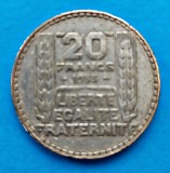 Moneda Argint Franta 20 Franci 1933, Stare Foarte Buna, Libert&eacute; &Eacute;galit&eacute;, Numismatica
