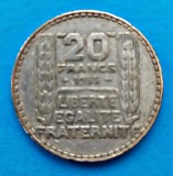 FRANTA 20 FRANCI 1933 ARGINT STARE FOARTE BUNA, Europa