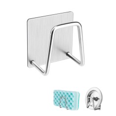 Suport autoadeziv pentru burete &Egrave;i accesorii, organizator compact din o&Egrave;el inoxidabil, 5x5x3.5 cm, gri