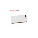 Husa piele iPhone 5 Slim Flip Alb Lucios, Cu clapeta