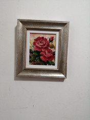 Trandafiri liberi, ulei pe panza, 19,5x17,5 cm foto