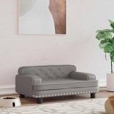 VidaXL Pat de c&acirc;ini, gri, 70x45x30 cm, piele ecologică