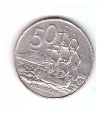 Moneda Noua Zeelanda 50 cents/centi 1987, stare buna, curata