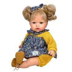 Papusa Nines D&#039;Onil Tita cu sunete, parul blond, rochie albastra si miros de vanilie 45 cm