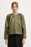 Pedro del Hierro geacă ramones de piele culoarea verde, de tranzitie, 5499141