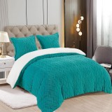 Cumpara ieftin Lenjerie Pat Cocolino Plumie Co050, Microfibra Plusata, 3 Piese, , Albastru