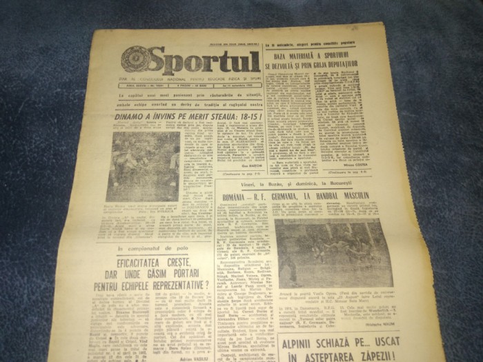 ZIARUL SPORTUL 11 NOIEMBRIE 1982