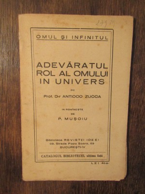 Adevăratul rol al omului &amp;icirc;n Univers - Antioco Zucca foto